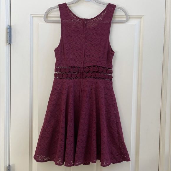 Free People burgundy lace mini skater dress - Picture 4 of 9